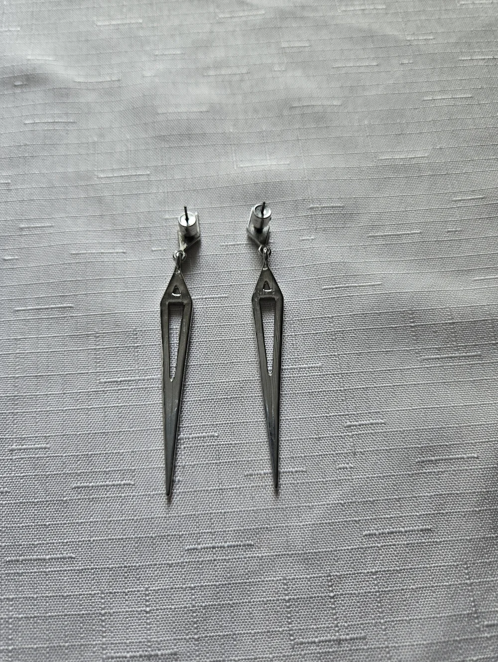 Chloe + Isabel Crystal Drop Earrings Silver Tone Geometric Art Deco Statement - Picture 4 of 4